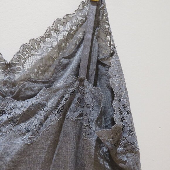 SOMA Cool Nights Rib Lace Trim Pajama Cami Top in Gray Lounge Comfy Size XL NWT - Picture 11 of 14